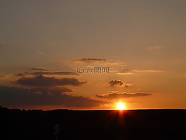 日落,太陽,云