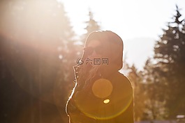 背光,女子,女孩