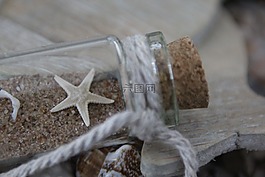 海星,瓶,沙