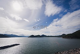 壩,水,天空