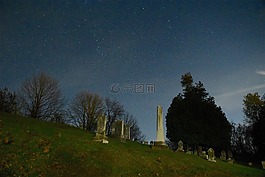公墓,夜,星星