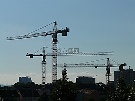 起重機,baukran,建設工作