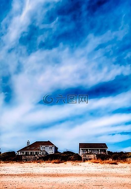 海灘,天空,云