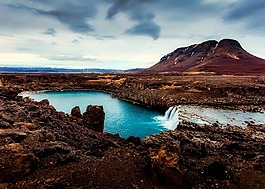 冰島,山,湖