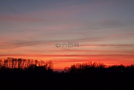日落,晚上,地平線