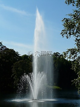 噴泉,水,水景