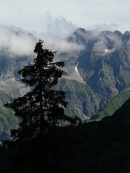 全景,高山,山