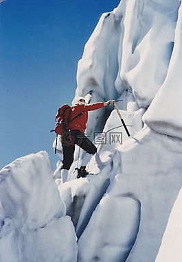 登山,冰川,山