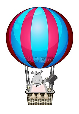 河馬,熱氣球,剪貼畫