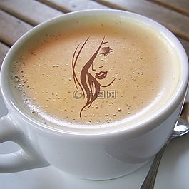 杯,咖啡,女孩