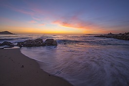 海洋,海灘,日落