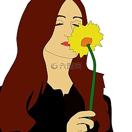 思婦,女人和花,花卉