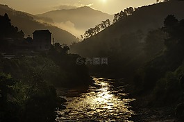 黎明,山高,霧