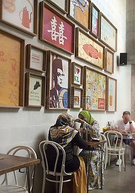 咖啡館,圍巾,穆斯林