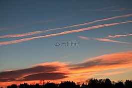天空,日落,軌跡