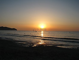 日出,太陽,海