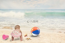 海灘,嬰兒,兒童