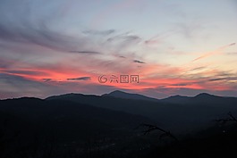 天空,山,黎明