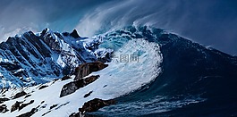 山,波,海