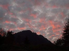 日落,天空,云
