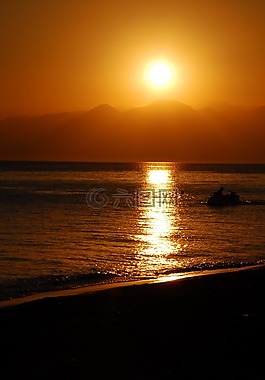 日落,太陽(yáng),海灘