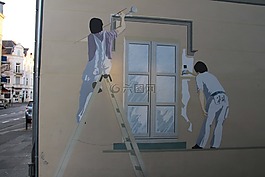 涂鴉,畫家,窗口