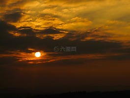 太陽,西,日落