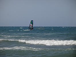 海,帆船,波