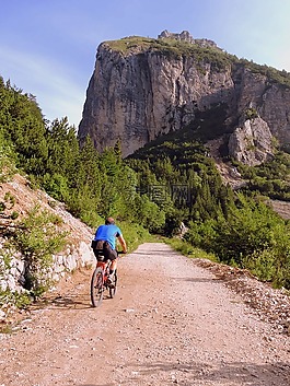 騎自行車,徑,山