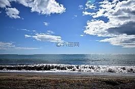 天空,黑,海灘