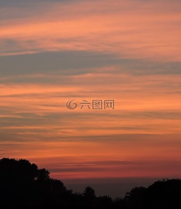 日落,天空,云