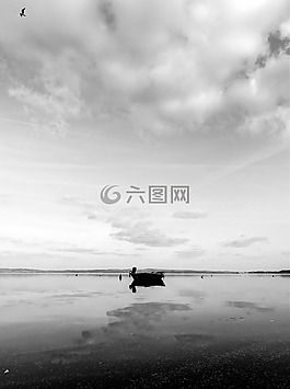 小船,反思,湖