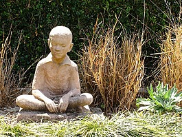 雕像,男孩,石