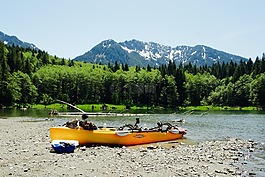 皮艇,山,旅行