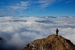山,景觀,云