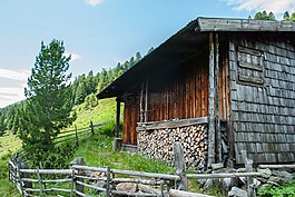 棚屋,夏季,山