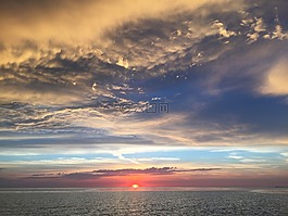 日落,湖,海灘