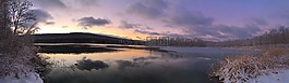 湖,冬天,日出
