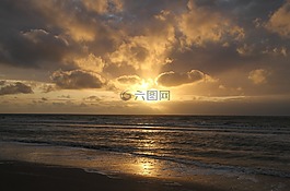 天空,日落,地平線