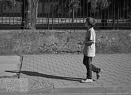 男孩,街,走