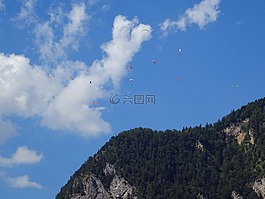 滑翔傘,天空,山