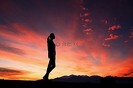 日落,側(cè)影,天空