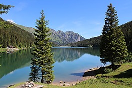 湖,山景观,镜像图像