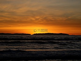 日落,加利福尼亞州,太平洋