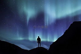 北極光,側(cè)影,天空