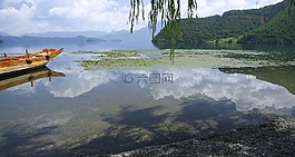 瀘沽湖,船只,云南景色