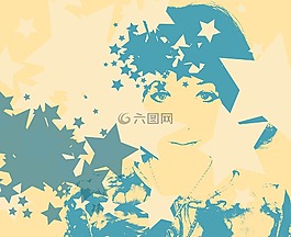 黃色,藍(lán)色,女子