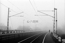 霧,火車站,穆迪