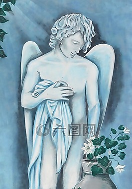 天使,繪畫,藍(lán)色