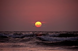 日落,海灘,海灘日落